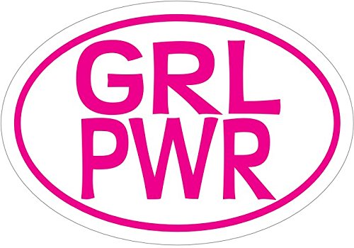 WickedGoodz Oval GRL PWR Girl Power Vinyl Decal - Feminist Bumper Sticker - Perfect Woman Girl Decoration Gift-WickedGoodz