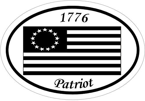 Oval Vinyl 1776 Patriot Colonial American Flag Decal, American Flag Bumper Sticker-WickedGoodz