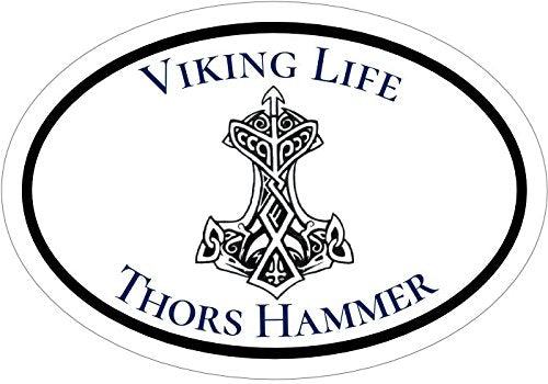 Thors Hammer Viking Life Vinyl Window Decal - Viking Rune Bumper Sticker - Norse Scandinavian Gifts-WickedGoodz