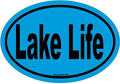 WickedGoodz Oval Vinyl Blue and Black Lake Life Decal - Lake Bumper Sticker - Home Gift-WickedGoodz
