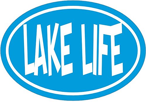 WickedGoodz Oval Light Blue Lake Life Vinyl Decal - Beach Bumper Sticker - Lake Sticker Home Gift-WickedGoodz