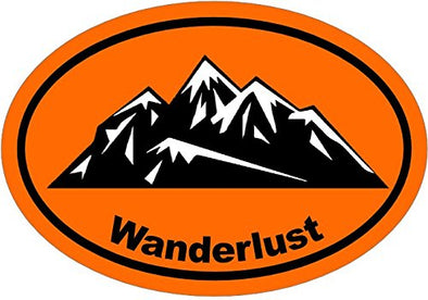 WickedGoodz Oval Orange Wanderlust Mountain Vinyl Decal - Hiking Bumper Sticker - Perfect Outdoor Gift-WickedGoodz