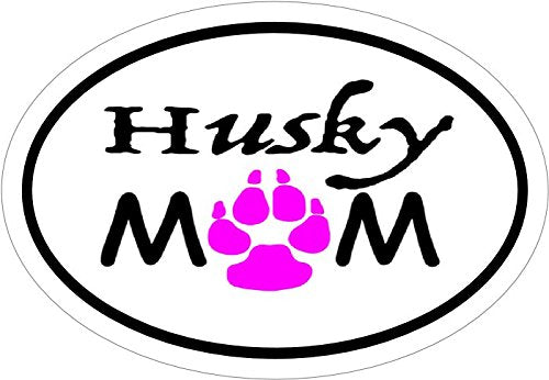 WickedGoodz Black Oval Husky Mom Vinyl Decal - Siberian Husky Bumper Sticker - Perfect Dog Owner Gift-WickedGoodz