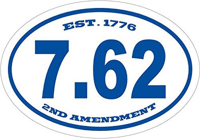 WickedGoodz Oval Blue 2nd Amendment 7.62 Vinyl Decal - Ak-47 Bumper Sticker - 1776 762 2nd Amendment Gift-WickedGoodz