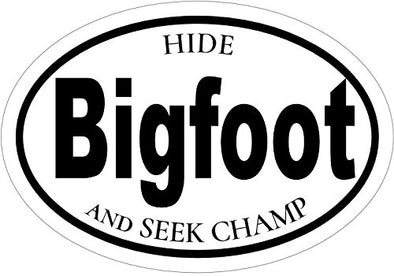 WickedGoodz Oval Hide and Seek Champ Bigfoot Vinyl Decal - Sasquatch Bumper Sticker - Paranormal Funny Gift-WickedGoodz