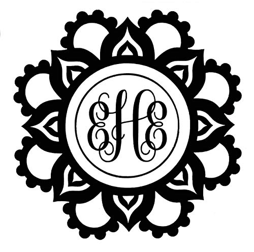 Custom Initial Monogram Decal Mandala Flower Decal Design-WickedGoodz