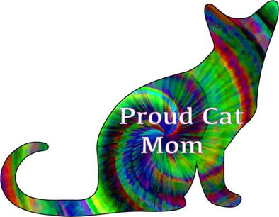 WickedGoodz Tie Dye Proud Cat Mom Vinyl Refrigerator Bumper Magnet - Perfect Kitty Feline Lover Gift-WickedGoodz