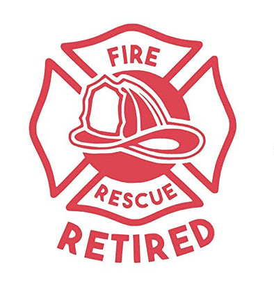 Custom Rescue Retired Firefighter Vinyl Decal - Fireman Bumper Sticker, for Laptops or Car Windows - Pick Size and Color Vinyl Transfer-WickedGoodz