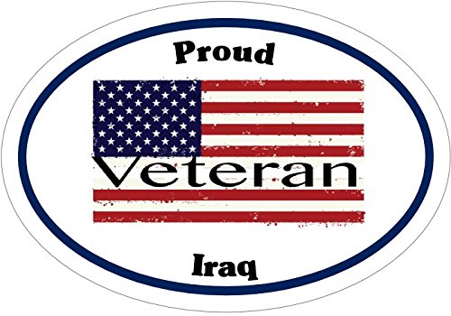 WickedGoodz Oval American Flag Proud Iraq Veteran Vinyl Decal - Patriotic Bumper Sticker - Perfect Military Soldier Gift-WickedGoodz