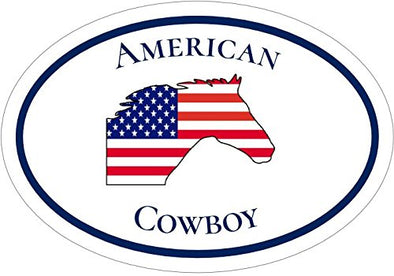 WickedGoodz Oval Vinyl American Flag Horse Decal - Cowboy Bumper Sticker - Perfect Patriotic Riding Gift-WickedGoodz