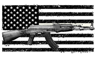 Vinyl American Flag Ak-47 Decal - Gun Bumper Sticker - 2nd Amendment Gift-WickedGoodz