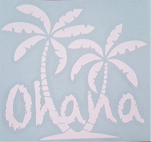 WickedGoodz White Ohana Palm Trees Vinyl Decal - Tropical Bumper Sticker - Perfect Family Love Gift-WickedGoodz
