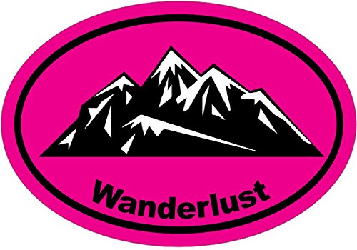 WickedGoodz Oval Pink Wanderlust Mountain Vinyl Decal - Hiking Bumper Sticker - Perfect Hiker or Outdoor Adventure Explorer Gift-WickedGoodz