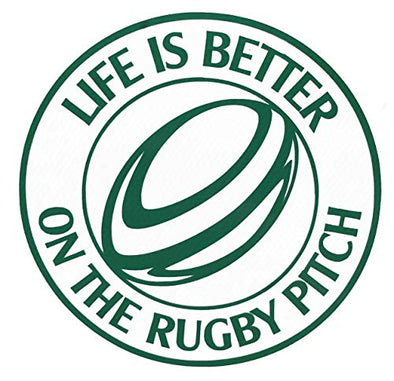 Custom Vinyl Life is Better on the Rugby Pitch Decal - Rugby Football Bumper Sticker, for Tumblers, Laptops, Car Windows - Personalized Sports Gift-WickedGoodz