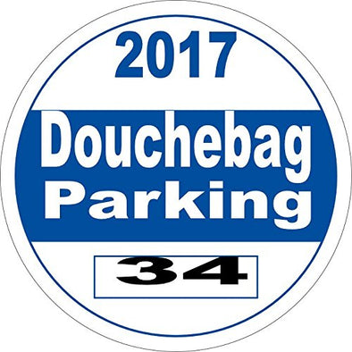 WickedGoodz Parking Permit Douchebag Parking 2017 Vinyl Decal - Funny Bumper Sticker - Perfect Gag Joke Gift-WickedGoodz