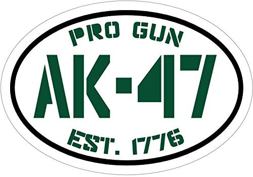 WickedGoodz Oval Vinyl Green Pro Gun Est.1776 Ak-47 Decal - Ak47 Bumper Sticker - Perfect 2nd Amendment Gift-WickedGoodz