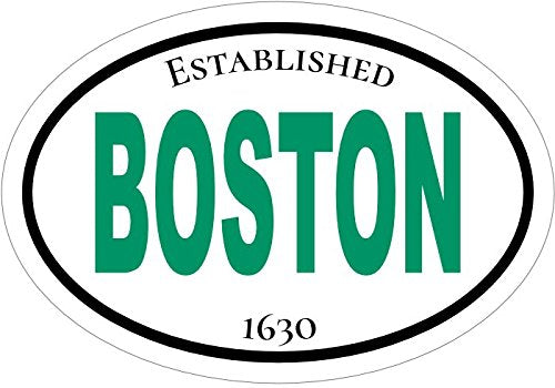 WickedGoodz Oval Green Established 1630 Boston Vinyl Decal - Massachusetts Bumper Sticker - Perfect City of Boston Souvenir Gift-WickedGoodz
