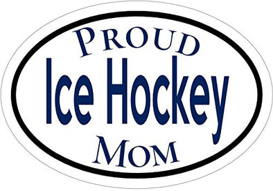 WickedGoodz Oval Vinyl Proud Ice Hockey Mom Decal - Sports Bumper Sticker - Perfect Ice Hockey Parent or Coach Gift-WickedGoodz