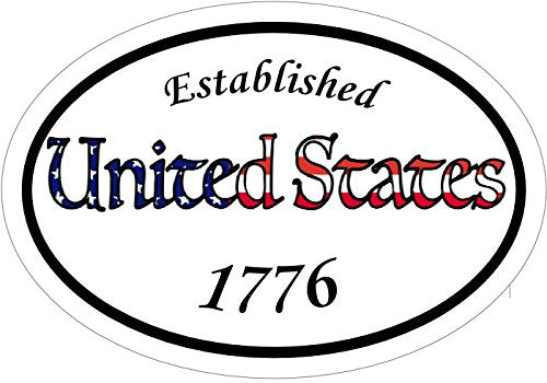 WickedGoodz Oval Vinyl American Flag 1776 Decal - Patriotic Bumper Sticker - Perfect USA Gift-WickedGoodz