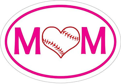 Oval Pink Baseball Mom Vinyl Decal-WickedGoodz