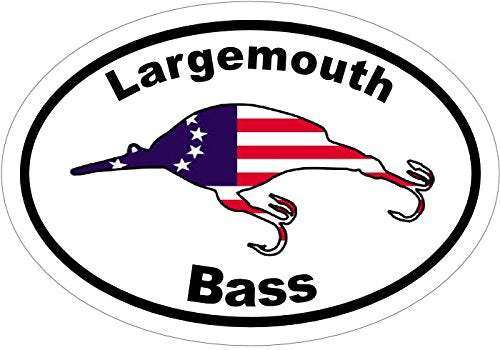 WickedGoodz Vinyl Oval American Flag Bass Decal - Fishing Bumper Sticker - Perfect Largemouth Angler Gift-WickedGoodz
