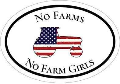 WickedGoodz American Flag Tractor No Farms No Farm Girls Vinyl Window Decal - Patriotic Bumper Sticker - Perfect Country Girl Gift-WickedGoodz