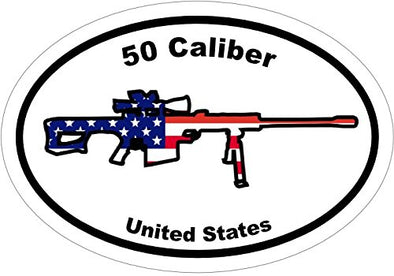 Oval Vinyl American Flag 50 Cal Window Decal - Gun Bumper Sticker - 2nd Amendment Gift-WickedGoodz
