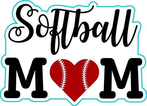 WickedGoodz Softball Mom Vinyl Decal - Sports Bumper Sticker - Perfect Softball Mom Gift-WickedGoodz