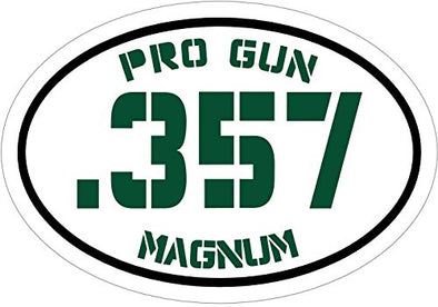 WickedGoodz Oval Vinyl Green Pro Gun Magnum 357 Decal - Patriotic Bumper Sticker - Perfect 2nd Amendment Gift-WickedGoodz