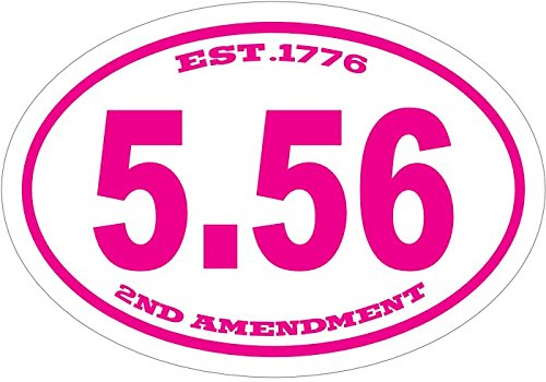 WickedGoodz Oval Pink Est.1776 5.56 Vinyl Decal - 556 Bumper Sticker - 1776 2nd Amendment Gift-WickedGoodz
