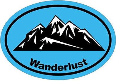 WickedGoodz Oval Vinyl Blue Wanderlust Decal - Mountain Bumper Sticker - Perfect Hiker or Explorer Gift-WickedGoodz