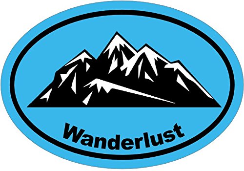 WickedGoodz Oval Vinyl Blue Wanderlust Decal - Mountain Bumper Sticker - Perfect Hiker or Explorer Gift-WickedGoodz