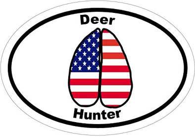 WickedGoodz Oval American Flag Track Deer Decal - Hunting Bumper Sticker - Perfect Hunter Outdoor Gift-WickedGoodz
