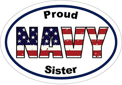 WickedGoodz Proud Navy Sister American Flag Navy Vinyl Sticker - Navy Bumper Sticker - Military Sticker - Navy Sticker - Perfect Navy Sister Soldier Military Gift - Made in The USA-WickedGoodz