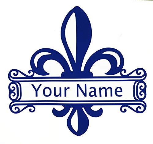 Personalized Fleur-de-lis Name Decal - Custom Coat of Arms Bumper Sticker, for Tumblers, Laptops, Car Windows - Custom Size and Color-WickedGoodz