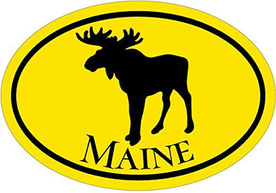 WickedGoodz Oval Yellow Maine Vinyl Decal - Moose Bumper Sticker - Perfect Vacationer Gift-WickedGoodz