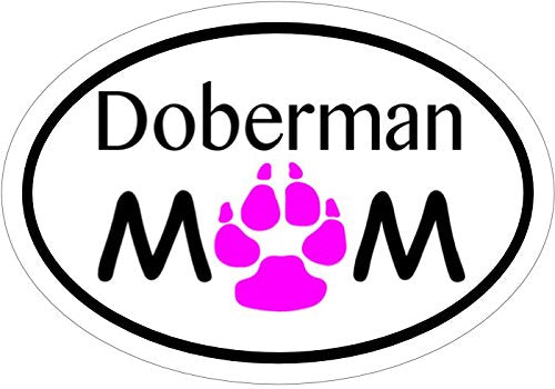 WickedGoodz Oval Pink Paw Doberman Mom Decal - Pinscher Bumper Sticker - Perfect Dobie Owner Gift-WickedGoodz