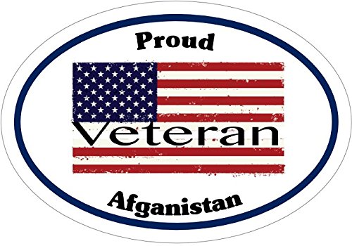 WickedGoodz Oval Vinyl American Flag Proud Afghanistan Veteran Decal - Patriotic Bumper Sticker - Perfect Military Gift-WickedGoodz