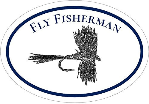 WickedGoodz Oval Vinyl Fly Fisherman Decal - Fishing Bumper Sticker - Perfect Trout Angler Gift-WickedGoodz