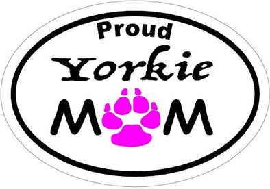 WickedGoodz Oval Proud Yorkie Mom Vinyl Decal - Yorkshire Terrier Bumper Sticker - Perfect Dog Owner Gift,-WickedGoodz