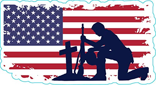 WickedGoodz American Flag Veteran Vinyl Decal - Distressed Flag Bumper Sticker - Perfect Military Veteran Gift-WickedGoodz