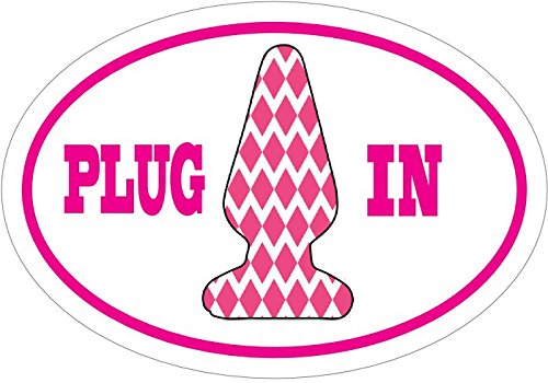 WickedGoodz Oval Pink Chevron Plug in Vinyl Decal - Funny Bumper Sticker - Perfect Gag Joke Gift-WickedGoodz