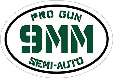 WickedGoodz Green Pro Gun Semi Auto 9mm Vinyl Window Decal - 2nd Amendment Bumper Sticker - Perfect Pro Gun Pistol Handgun Gift-WickedGoodz