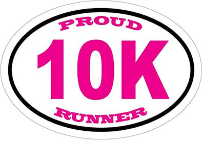 WickedGoodz Pink Oval Proud 10K Runner Window Decal - Marathon Bumper Sticker - Perfect for Runners and Marathoners Gift-WickedGoodz