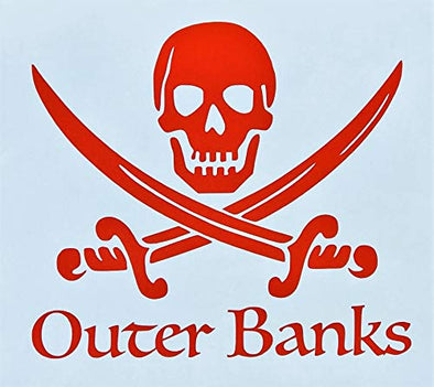 Custom Pirate Outer Banks OBX Vinyl Decal - North Carolina Bumper Sticker, for Coolers, Boats, Laptops, Car Windows-WickedGoodz
