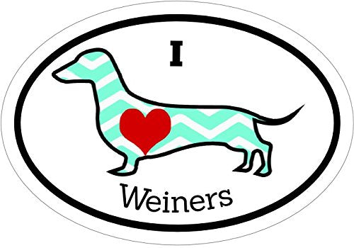 Teal I Love Wieners Dachshund Vinyl Decal - Wiener Dog Bumper Sticker - Perfect Dachshund Dog Owner Gift-WickedGoodz