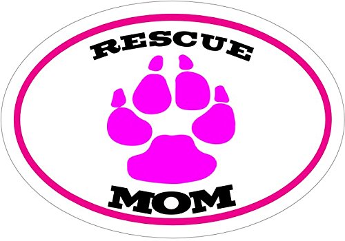 WickedGoodz Oval Pink Paw Rescue Mom Vinyl Decal - Pet Adoption Bumper Sticker - Perfect Dog Owner Gift-WickedGoodz