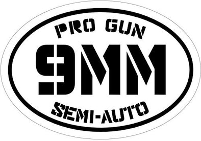 WickedGoodz Black Pro Gun Semi Auto 9mm Vinyl Window Decal - Patriotic Bumper Sticker - Perfect 2nd Amendment Gift-WickedGoodz