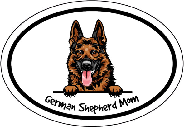Oval Brown German Shepherd Mom Magnet - Dog Breed Magnetic Car Decal