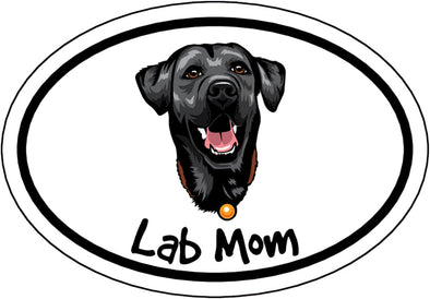 Oval Smiling Black Lab Mom Magnet - Dog Breed Magnetic Car Decal